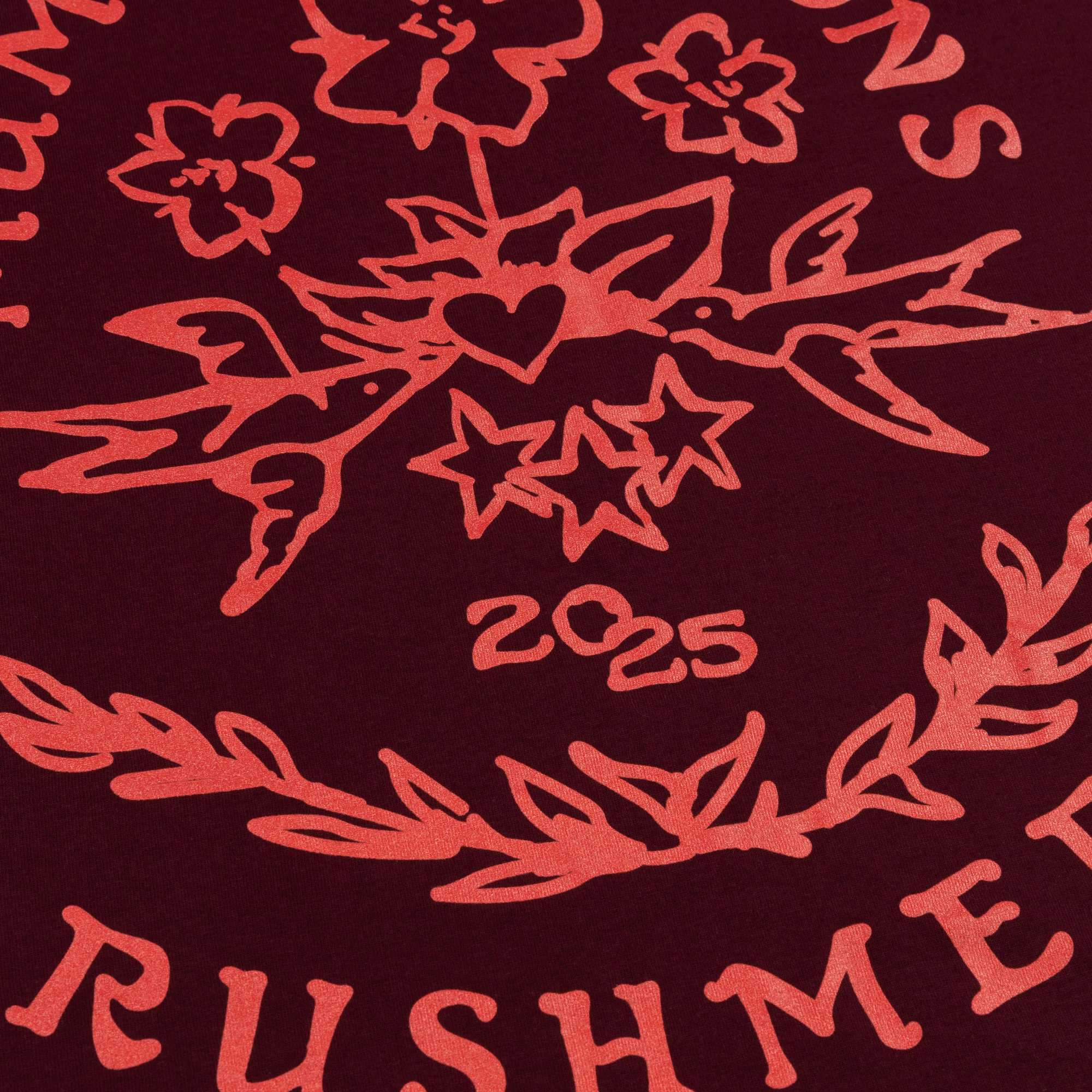 Maroon Stamp Print T-Shirt - Image 4